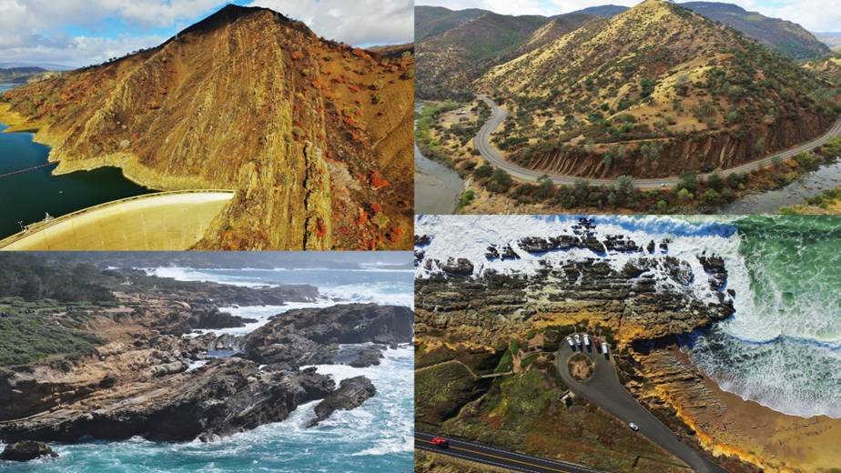 Students examining granitic rocks and marine terraces along the California coast