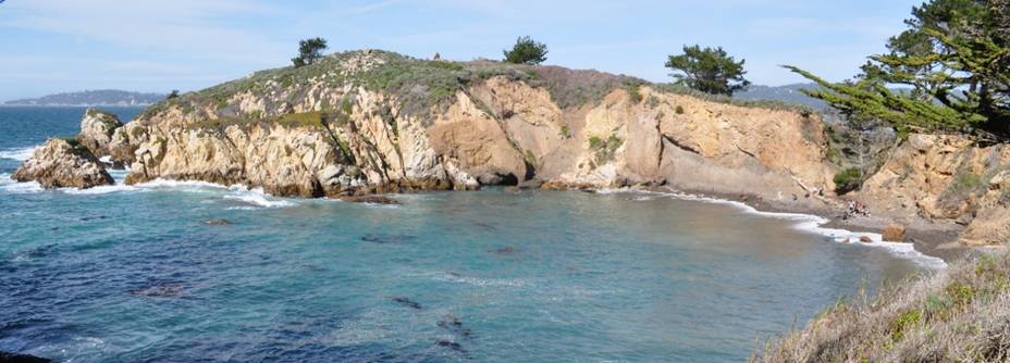 Students at a road cut exposing diverse California geological units