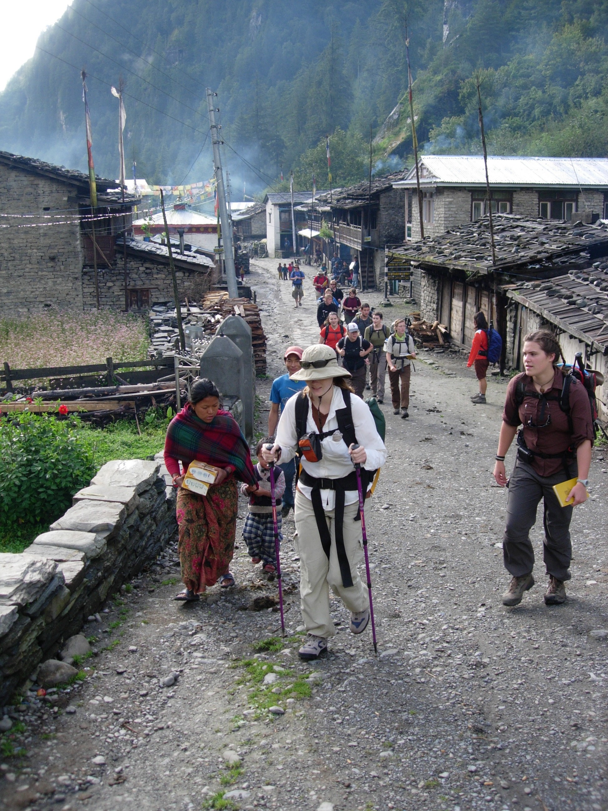 Field camp participants studying thrust sheet geology in the Nepal Himalaya