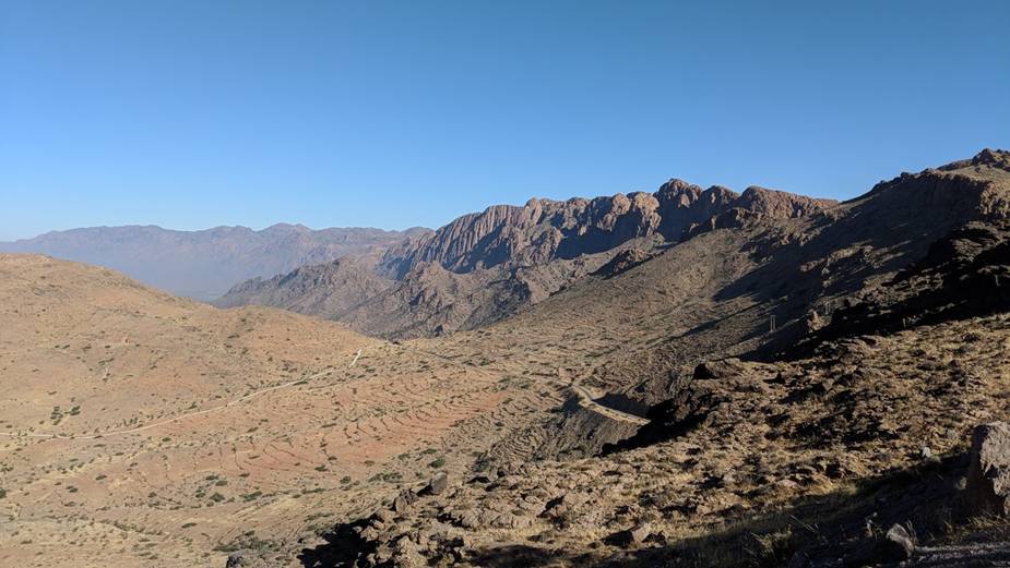 Students at a geological outcrop in the High Atlas Mountains