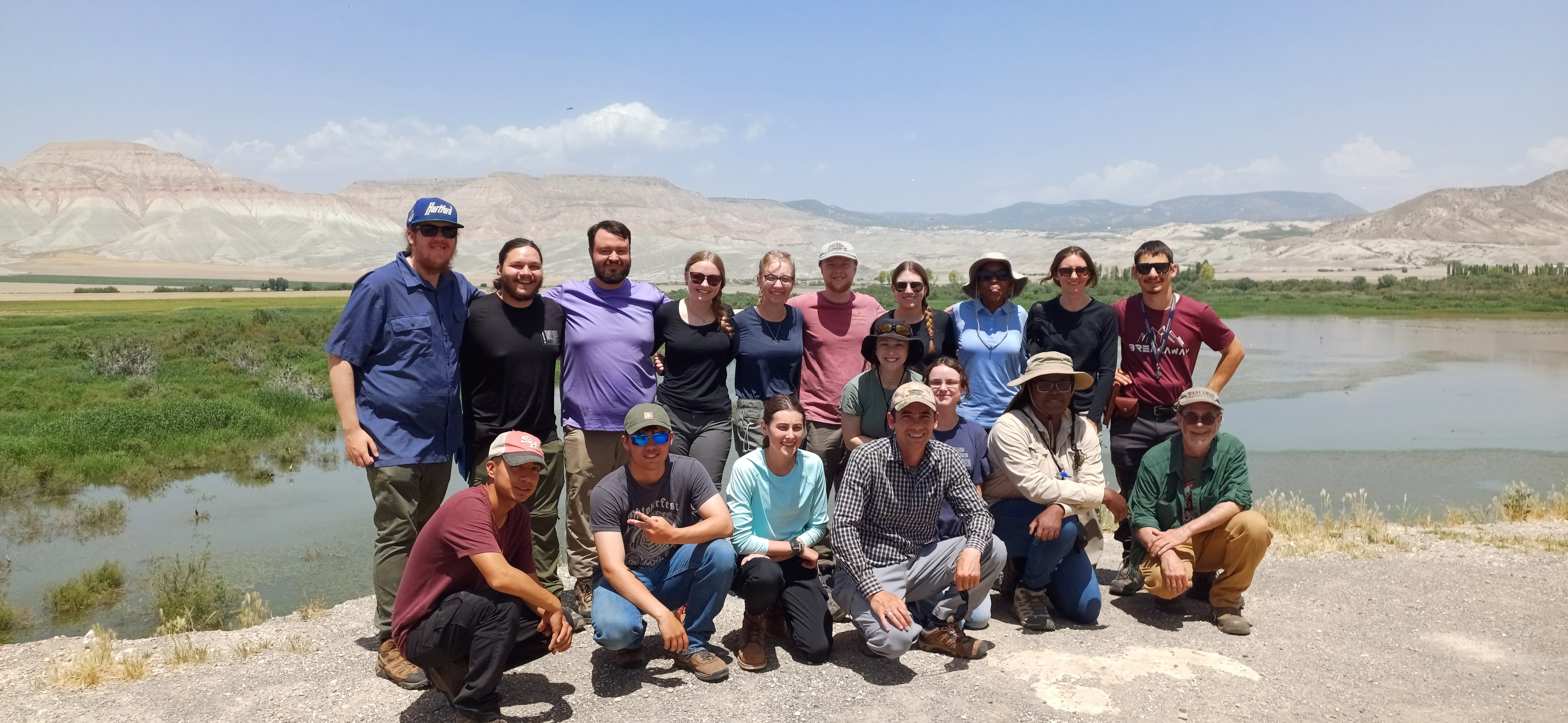 Field camp group examining structural geology outcrops near Taskesti, western Türkiye
