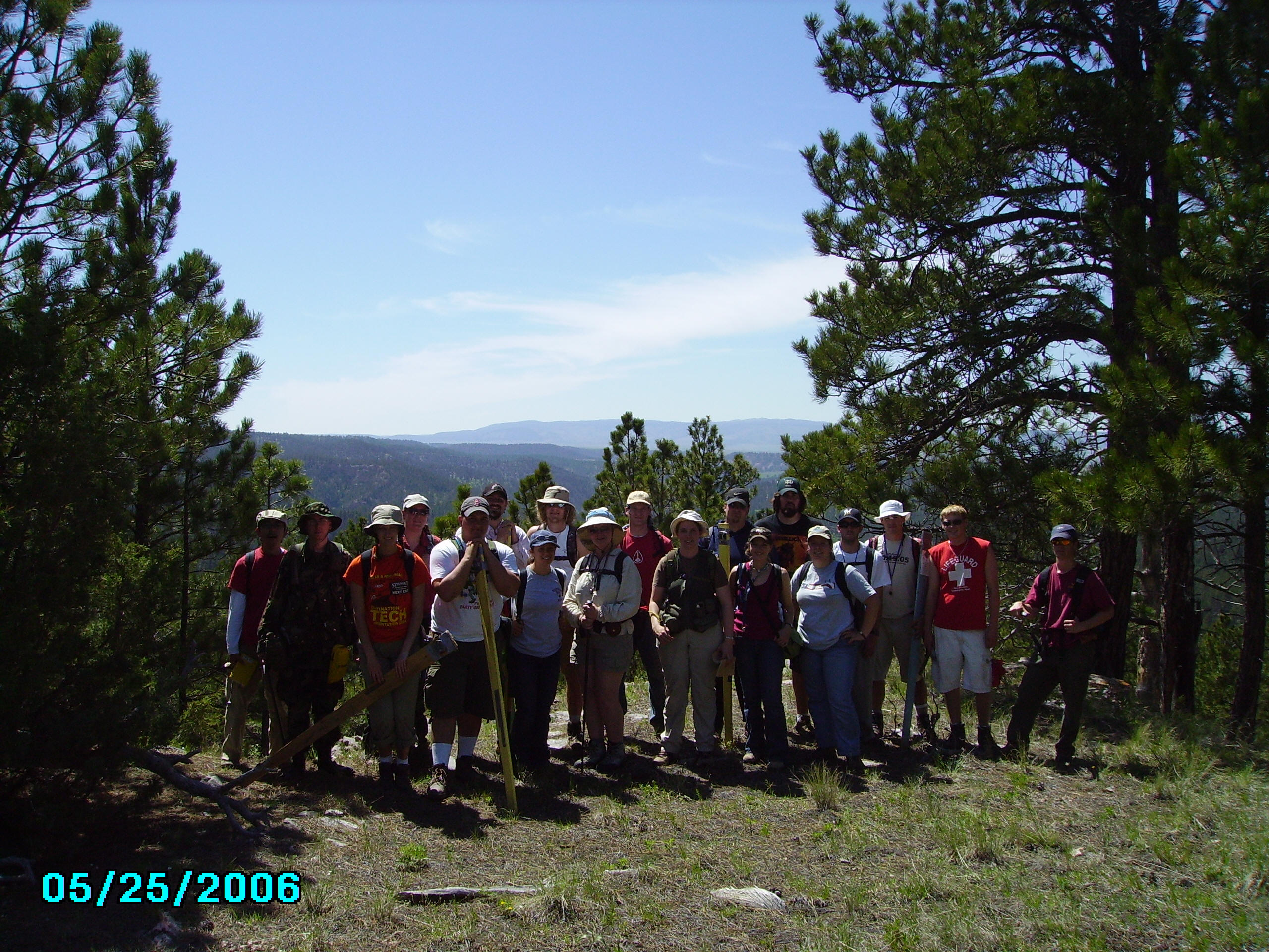 Geological field camp students examining rock exposures at Ranch A
