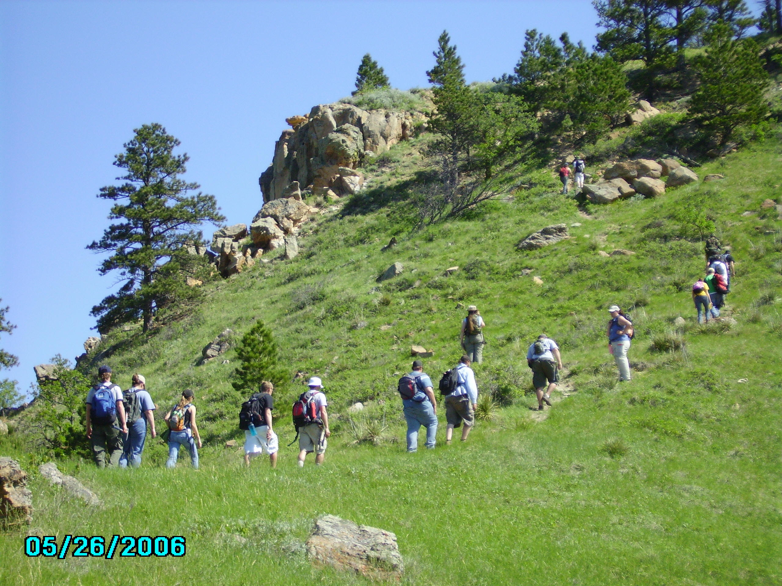 Students measuring stratigraphic sections at Ranch A field camp facility