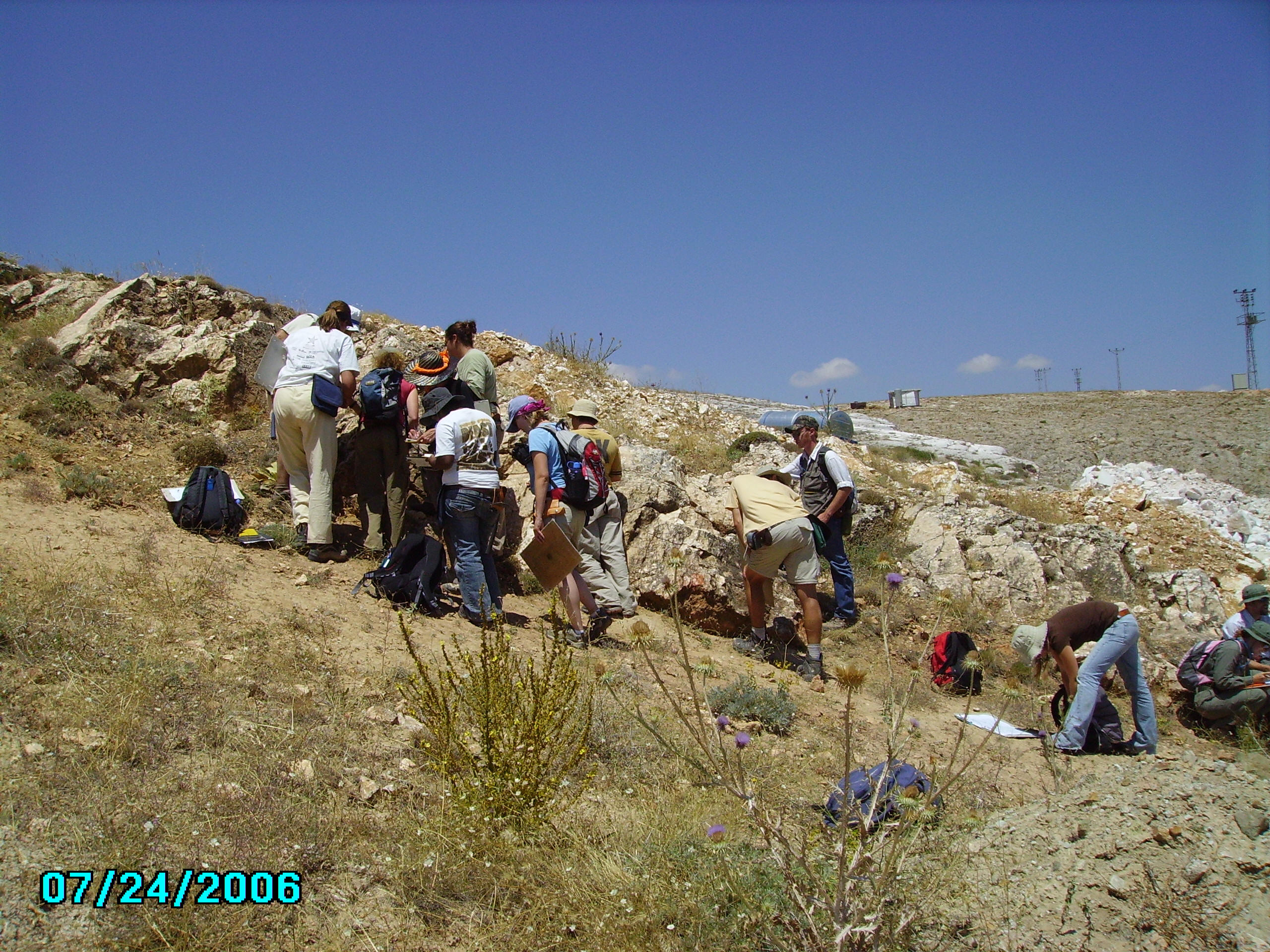 Field camp participants at geological site