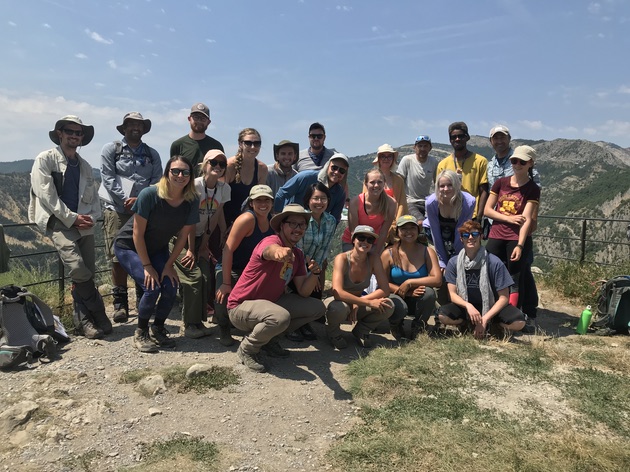 Students mapping in the External French Alps near Digne-les-Bains during the France Field Camp