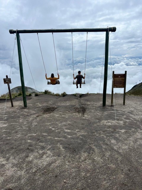 Field camp students at a Galapagos geological site