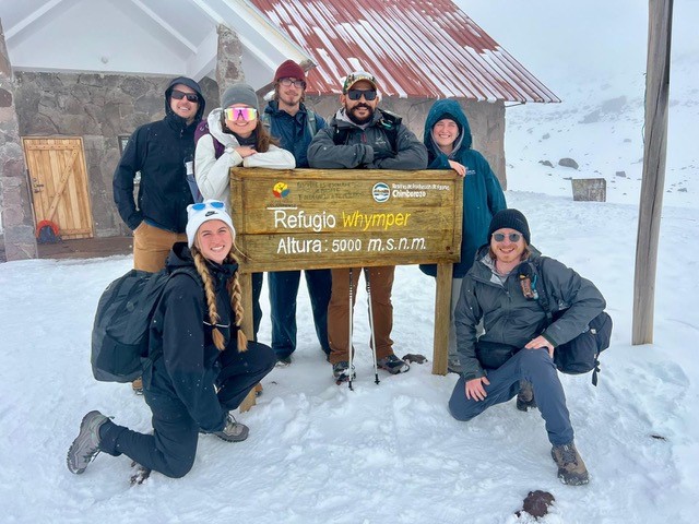 Ecuador field camp group at a scenic Andean geological site