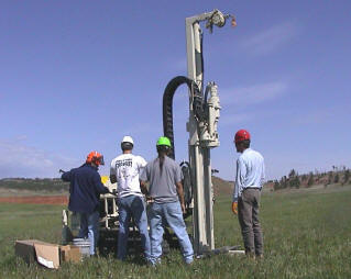 GEOE 410 students conducting geotechnical fieldwork in the Black Hills